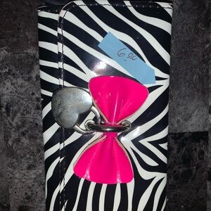 Zebra Print Wallet with Pink Bow